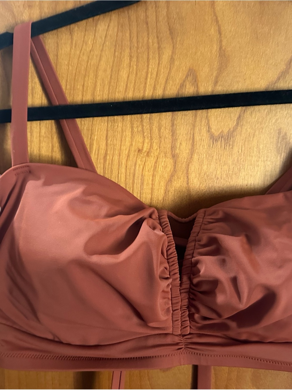 Shade & Shore Rust Bikini Top with Gathered Detail - Picture 2 of 6